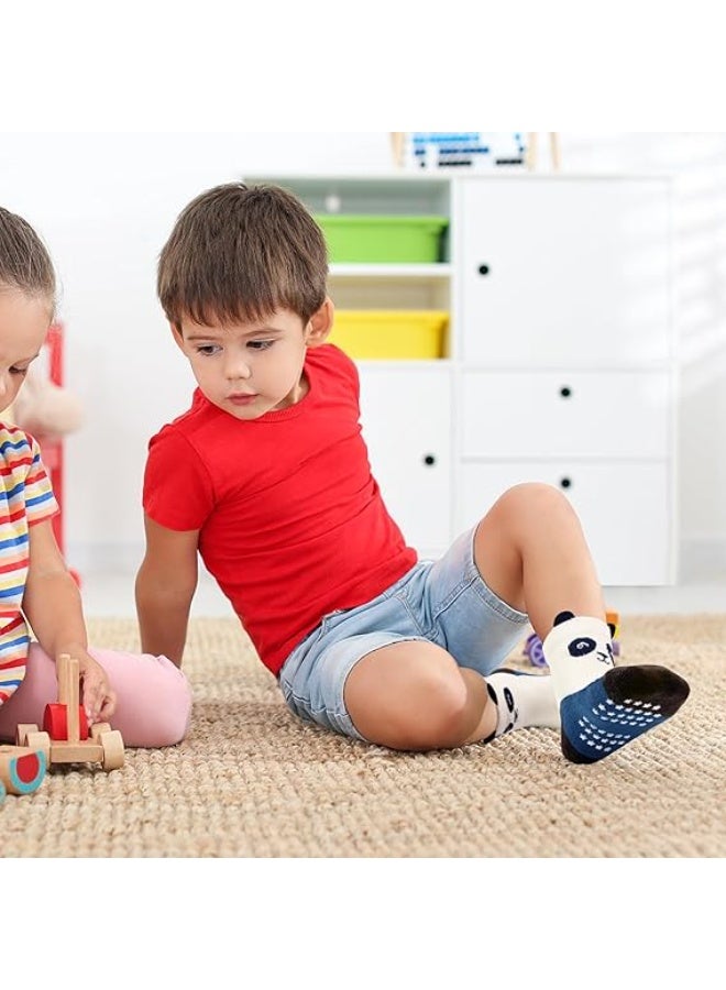 عبوة من 12 جوربًا قطنيًا للأطفال الرضع والصغار من عمر سنة إلى 7 سنوات، مانع للانزلاق، بألوان متعددة. - Image 4